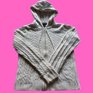 White/Grey Knit Hoodie